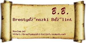 Brestyánszki Bálint névjegykártya